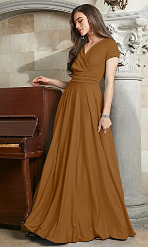 Image of KOH KOH Womens Sexy Cap Short Sleeve V-Neck Flowy Cocktail Gown