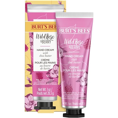 Burt’s Bees Hand Cream for Very Dry Hands, Wild Rose & Berry, Hand Moisturiser With Nourishing Shea Butter, 28.3g