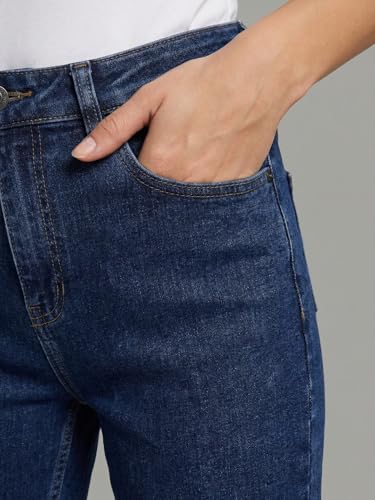 Image of Urbano Fashion Women's High Rise Straight Fit Washed Jeans Non-Stretchable