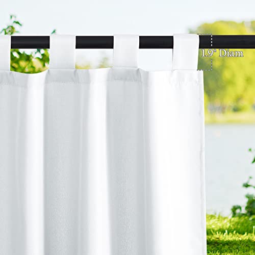 Nicetown 2 Pieces Porch Curtains Outdoor Waterproof, Privacy Thermal Insulated Tab Top Sun/Rain Protection Indoor Outdoor Drape For Cabana/Pool, White, 55 By 84 Inches #TOP27