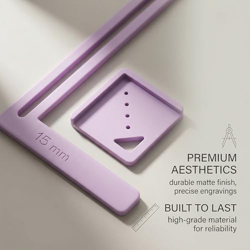 HAGNA 6 Pcs Multifunction Ruler and Template Set Bookbinding Tools, Plastic L and T Rulers Scrapbooking Accessories for DIY Journaling Notebooks — view 3