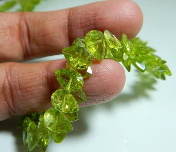 Peridot perles goutte facettées 9x6-7x4.5mm pour création bijoux DIY