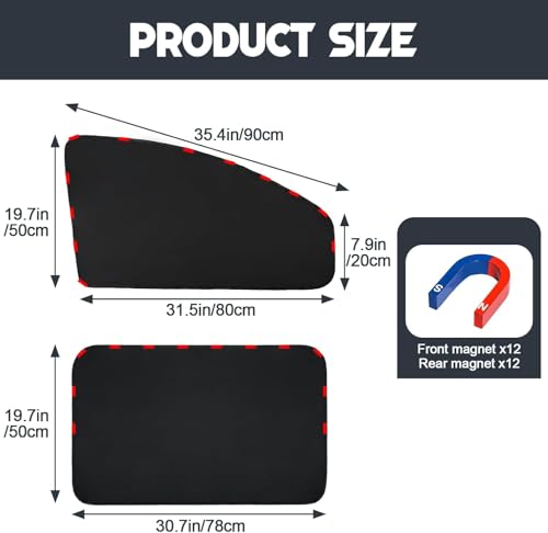 image for ZATOOTO 4 Pack Car Privacy Curtains, Full Blackout Car Window Shades, 