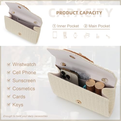 Image of GOKTOW Straw Clutch Purse Rattan Summer Woven Beach Handbags for Women Wedding Vacation Travel Party 2025