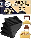 CasterMaster Anti Slip Furniture Pads & Caster Cups - 2" x 2" Black (Pack of 4) - Couch Leg Floor Protectors for Hardwood, Tile & Vinyl Floors - Rubber Feet & Floor Protectors for Chairs