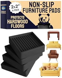 CasterMaster Anti-Slip Furniture Pads - 2x2 in Black, 4 Pack