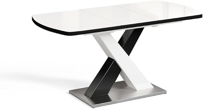 Vicco Chinto Dining Table Black/White 120-160 x 80 cm