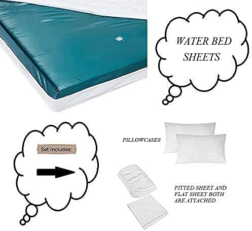 Miniatura 5 de Rajlinen Juego de sábanas de agua  4 piezas unidas con sábana bajera fresca, transpirable y ultra suave, rico 100% algodón, 15 pulgadas de