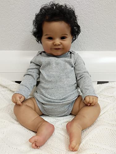 GYCV Lifelike Reborn Baby Dolls Girl Black Silicone Baby Doll 20 Inch Realistic African American Reborn Dolls Girl Real Life Dark Brown Skin Newborn Baby Toy with Accessories Toy Gift for Kids