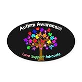 CafePress Autism Awareness Tree Oval Car Magnet, Euro Oval Magnetic Bumper Sticker