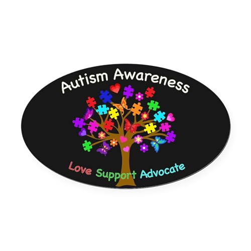 CafePress Autism Awareness Tree Oval Car Magnet, Euro Oval Bumper Magnet