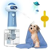 犬 シャンプー 泡立て器 ペット用ソープディスペンサ IPX7防水 丸洗い可能 犬用 ソープディスペンサー 猫 犬 自動発泡器 猫 お風呂用品 Type-C充電式 400mlボトル シャンプー節約 (ブルー)