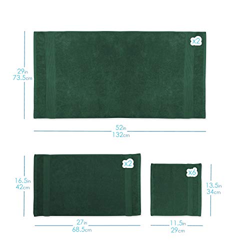 Hearth & Harbor Bath Towels For Bathroom - 100% Ring Spun Cotton Luxury Bathroom Towels - Ultra Soft & Highly Absorbent, Bath Towels Set Of 6 - Hunter Green #TOP7