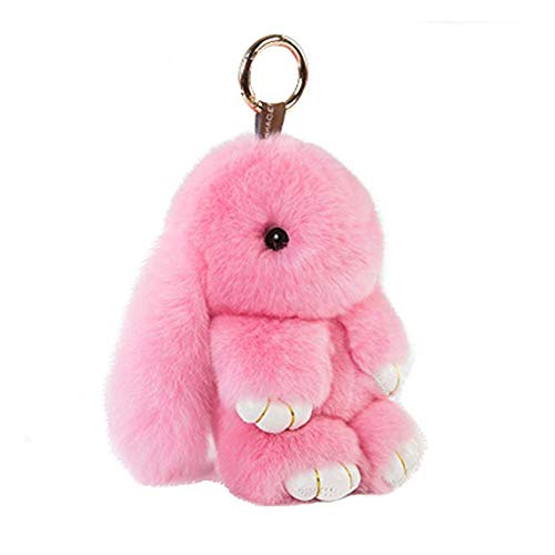 Joli pendentif lapin en forme de lapin duveteux pour voiture, porte-clés, charme, sac à main - Rose - 01 Cover