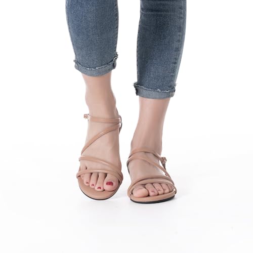 Mtzyoa Women Flat Sandals Nude Size 7 Dressy Gladiator Strappy Comfortable Summer Ankle Strap Open Toe Casual Leather Ladies Party Trendy Vacation by Mtzyoa - Used condition - Image 7