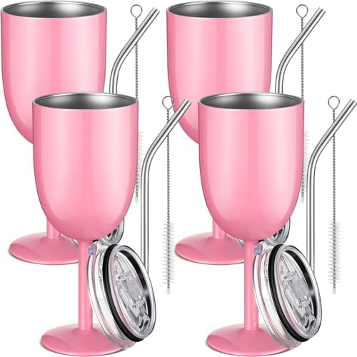 Stainless Steel Wine Glasses(2 Pack).Double Walled Vacuum Insulated Wine Tumbler Cups With Lid And Iendship,Christ