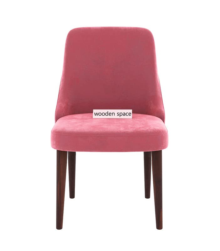 Image of WOODEN SPACE Dining Chair for Living Room Vintage Armchair with Rosewood and Holend Velvet for Living Room, Hotel, Restrorent and Home Decor - 20X19X35 Inch (Pink)
