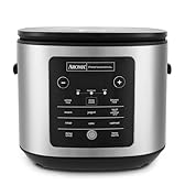 AROMA® 20-Cup Slow Cook Rice Cooker and Brown Rice Cooker with Lift-Out Pot Handles and Silicone Storage Lid — PFAS-Free CoreCoat™ Ceramic
