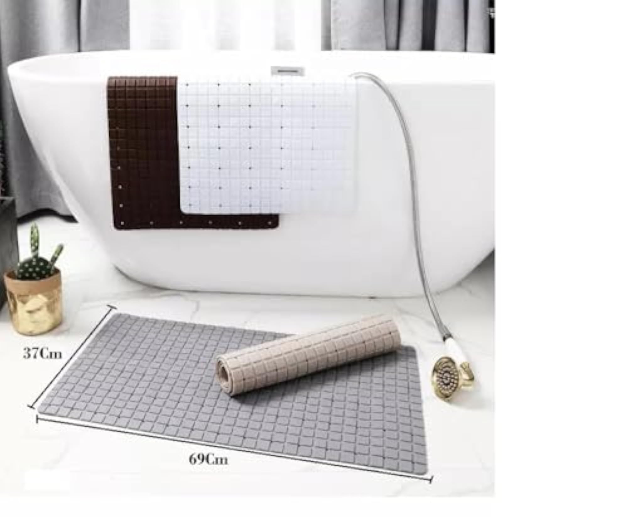 Non-Slip Bathroom Shower Mat, Bath Tub Mat with Suction Cups