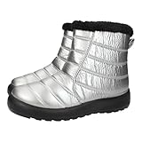 PRIME STAY 35-321 Botas de nieve para mujer con forro de pelo sintetico interior, piso antideslizante, con cierre de cremallera MUJER BOTINES PLATA 38