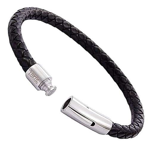 Pulseras Cuero Hombre | Pulseras Cuero Mujer | Pulsera Todos | Regalo Hombre | Regalo Mujer | Joyas de Mujer | Pulseras Hombre | Pulseras Mujer | Regalos para Padres (Negro 6mm - 19,3 cms)