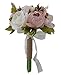 Zippersell Bridal Wedding Bouquet,Artificial Bridal Bride Brooch Bouquets,Handmade Vintage Rustic Style Satin Roses Wedding Flower