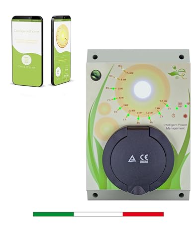E-Home Socket Vers. 03 | MADE IN ITALY | Chargeur pour véhicule électrique avec connecteur Type 2 PLUG AND PLAY | Magnétothermique+Différentiel Type B déjà installés | Réglable jusqu'à 7,4 kW 32 A