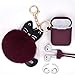 Airpods Case - Airspo Case for Airpods Silicone Case Cover Protective Skin with Fur Ball Keychain/Magnetic Strap/Ear Hooks for Apple Airpods (Burgundy)