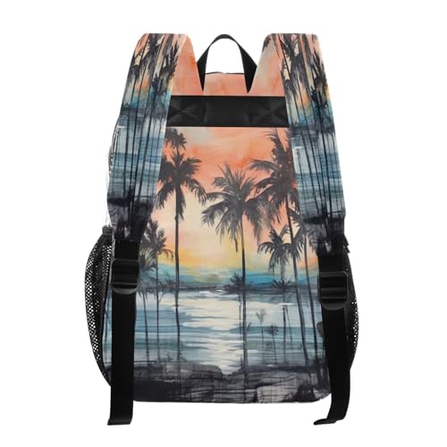 Palm Tree Painting Clear Backpack, Heavy Duty PVC Transparent Backpack, See Through Multiple Pockets Backpack for Travel, College, Work3