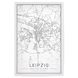 artboxONE Poster 60x40 cm Schwarzweiß City Map Leipzig - 