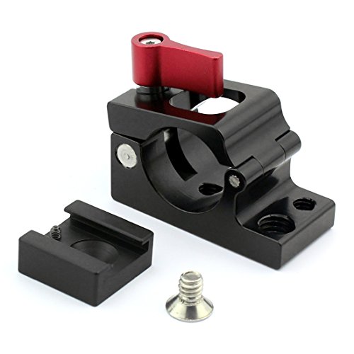 NovelGoal 25mm Camera Rod Clamp Monitor Mount, Tube Rod Clamp Holder Adapter Compatible with Stabilizer Monitor Stand Bracket (with 1/4 Hot Shoe Mount)