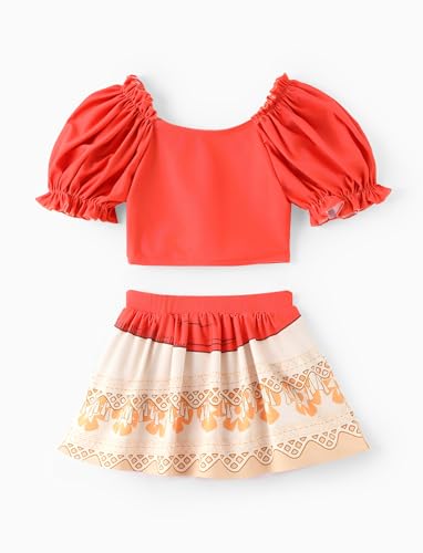 Image of Disney Princess Girls Swimsuit Two-Piece Tankini Set Cute Bathing Suit for Beach, Pool, and Birthday Parties