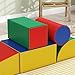 Soozier 5 Piece Climb and Crawl Activity Play Set, Baby Soft Play Set, Foam Climbing Blocks for Toddlers, Kids Preschooler Indoor Play Equipment Assorted