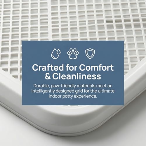 Dog Potty Tray with Guide Pillar, 25.6\"x19.7\" Large Indoor Pet Pee Pad Holder, Heavy Duty Dog Litter Box, Removable & Washable Puppy Training Toilet for Housebreaking Supplies (navyblue) - Thumbnail 5