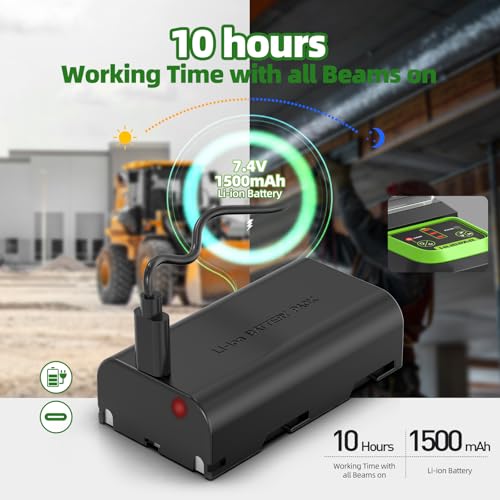 Huepar Self Leveling Laser Level Green Cross Line Laser with 2 Plumb Dots Laser Tool -360° Horizontal Line Plus 140° Vertical Level Laser with Up & Down Points - Magnetic Bracket&Li-ion Battery 7211CG - Thumbnail 3