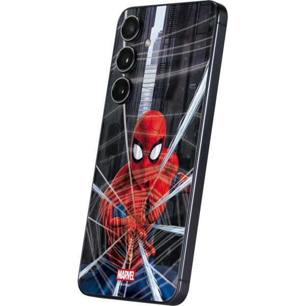 Skinit Decal Phone Skin Compatible with Galaxy A16 5G - Officially Licensed Marvel Spiderman Web Throw Design