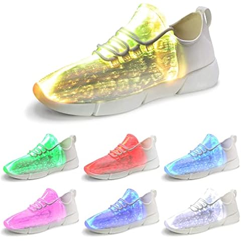 Kivors LED Light Up Shoes for Men Women, Lightweight Fiber Optic LED Shoes Flashing Luminous Trainers Sneakers for Festivals, Christmas, Halloween, New Year Party USB Recharging White Cover