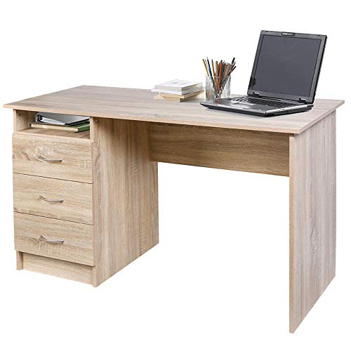 BAKAJI Scrivania con Cassettiera 3 Cassetti + Ripiano Aperto Tavolo da Lavoro Porta Pc Computer in Legno MDF Arredamento Casa Ufficio Cameretta Design Moderno Dimensione 120 x 51 x 72 cm (Quercia)