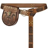 AYBUY CinturóN Medieval con Bolso, 2 Pcs Traje de Nigromante de Halloween, Bolsa Renacentista, Adecuado Disfraz Medieval para Cosplay Piratas Brujas Caballeros Renacentistas, Marrón-A