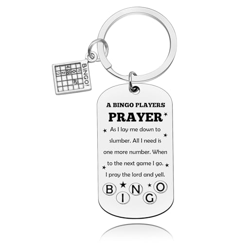 Baipilu Bingo Lover Gift for Women & Men Bingo Keychain - Stainless Steel, Silver, 1.2inch*1.97 inch