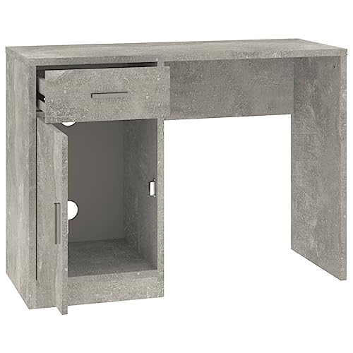 Bureau compact gris béton avec rangements pour libérer de l'espace de travail - 7