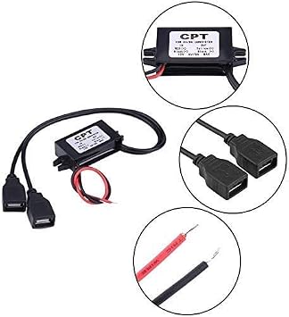 12V to 5V USB Converter DC-DC Step Down Adapter 12V to USB 5V 3A Converter Regulator Cable Wires Car LED Display Power Supply Inventor Buck Converter Step Down Module Transformer Adapter