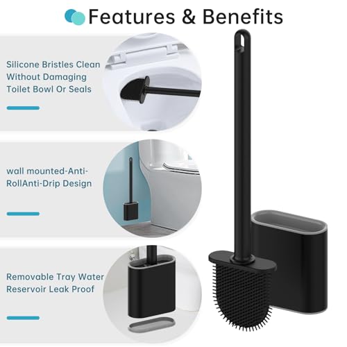 Image of rv Essentials, RV Toilet Brush, Toilet Brush Silicone Won't Damage Toilets, Wall Mounted Toilet Brush-Anti-Roll, Anti-Drip Design, Suitable for RV Travel Trailers and Campers, Made by RVers for RVers