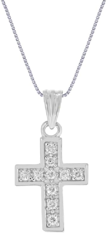 Diamond Cross Necklace for Women | 1/20-1 Carat Lab Created Diamond Cross in 925 Sterling Silver | Accompanied by an Adjustable Silver Chain | Variety of Designs to Choose From