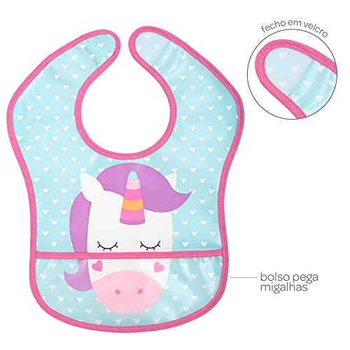 Babador Com Bolso Unicórnio, Colorido, Buba