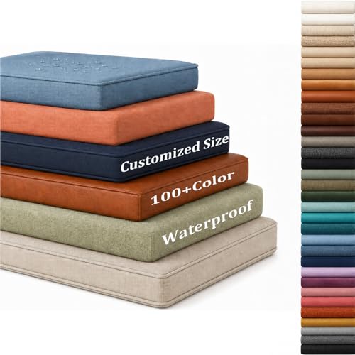 AEHO Coussin banquette sur mesure, Coussin banc assise pour intérieur et extérieur, imperméable antidérapante, 50D Mousse haute densité, Personnalisable en couleurs et tailles,Custom color,Custom Size