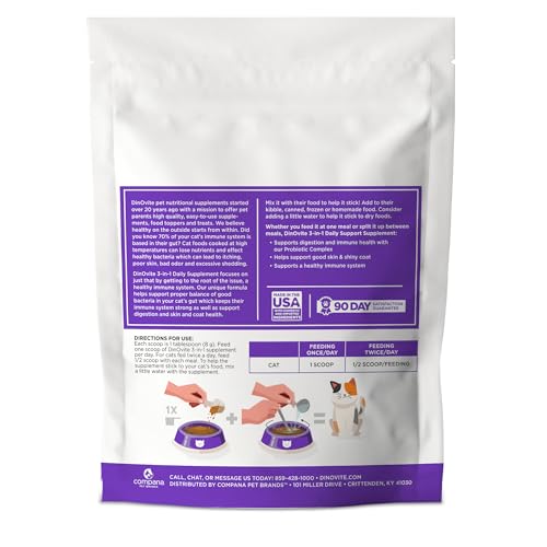 image for Dinovite for Cats Supplement - Immune + Digestive, Skin + Coat Support
