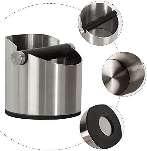 Tomaibaby Espresso Knock Box Stainless Steel Coffee Ground Knock Box Barista Style Knock Container Espresso Dump Bin Grind Waste Bin Coffee Maker Accessories