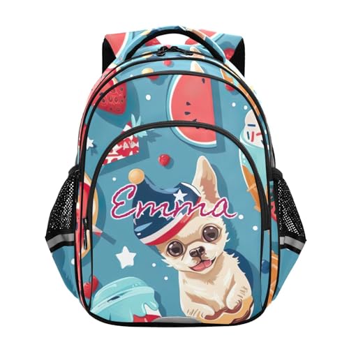 Sac à dos personnalisé enfant à motif chien bleu pour les sorties scolaires et les vacances