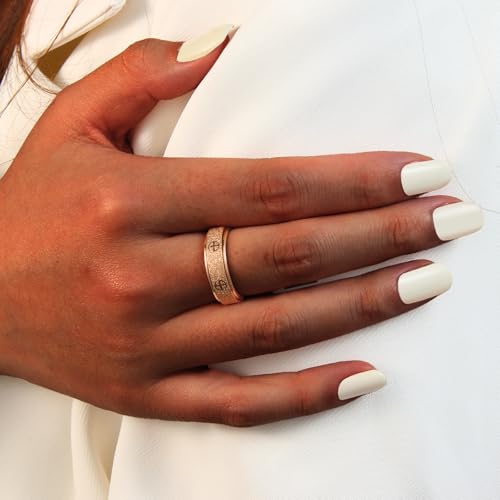 Sfloemm Dainty Gold Fidget Rings for Women: Stunning Fidget Toys & Fidget Spinners for Adults -18K Gold Plated Cross Rings, Love Ring & Eternity Band for Couples (Rose Gold, Size 7) by Sfloemm - Used condition - Image 2
